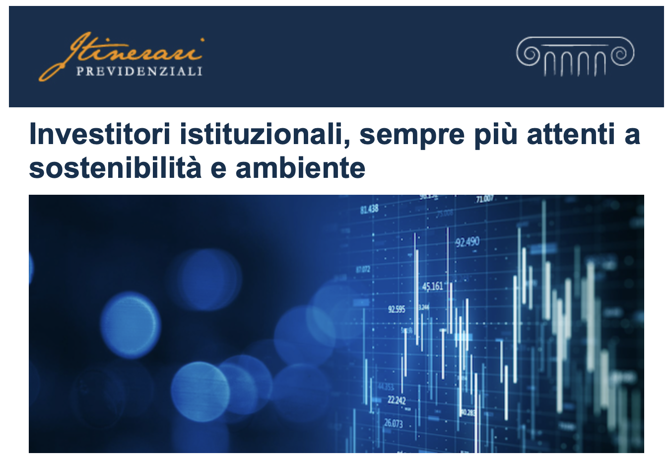 Investitori istituzionali sempre più attenti alla sostenibilità ambientale